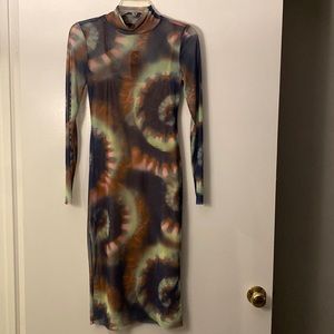 Sheer tie dye midi dress